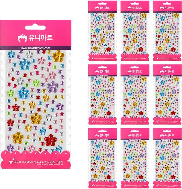 유니아트 비즈스티커 111번, 혼합색상, 10개