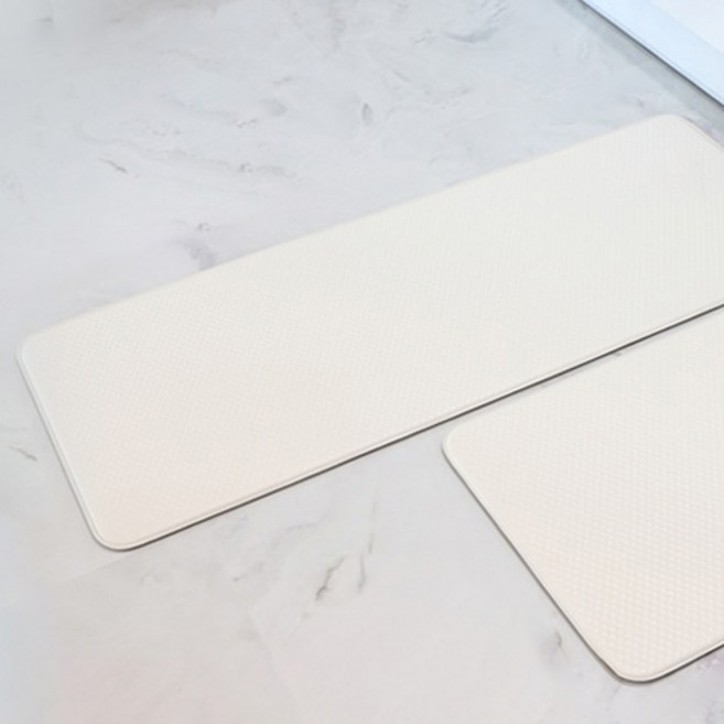 와룡물산 주방 싱크대 부엌 현관 양면 디자인 쿠션 발매트 PVC 14T, 진그레이 아이보리(WMTI1200), 1개