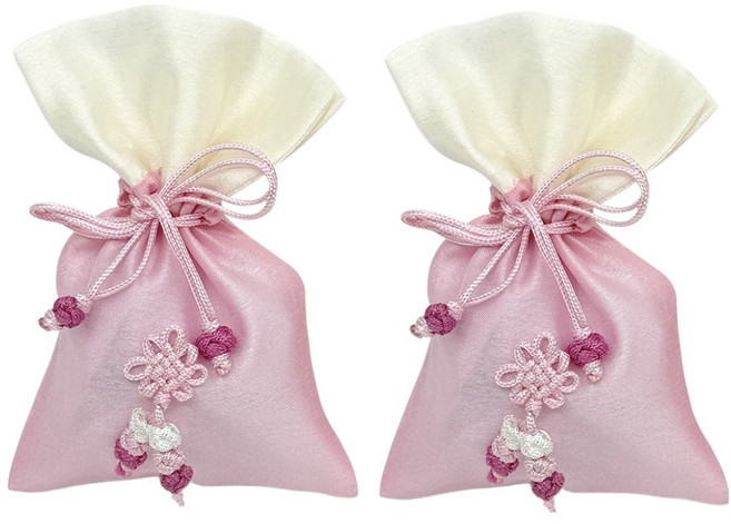 리드홈 행운가득 전통 예단 색동 미니 복주머니 소, 핑크, 2개