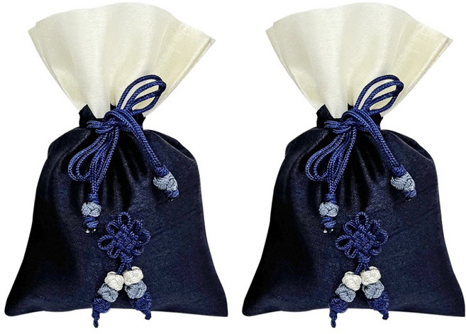 리드홈 행운가득 전통 예단 색동 미니 복주머니 소, 네이비, 2개