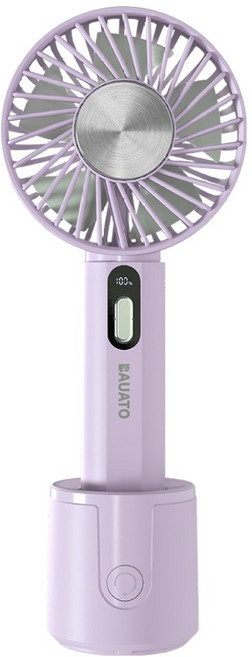 바우아토 스팬윙 무선 저소음 미니 회전 거치 급속 대류 냉각 휴대용 손선풍기, D-B-0511, 퍼플