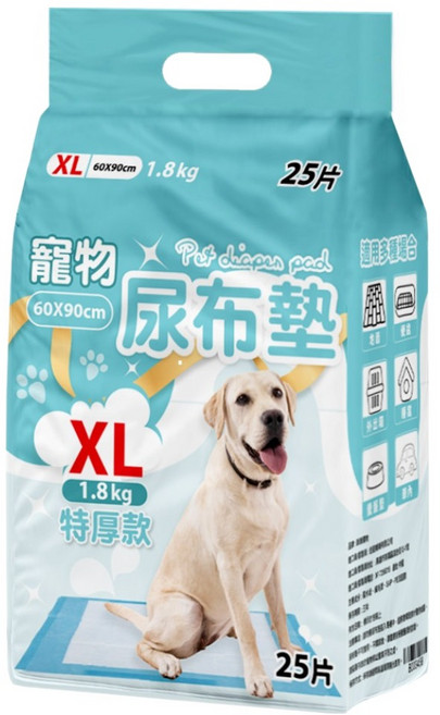 咪咪購物 寵物尿布墊 特厚款, 25片, 1包