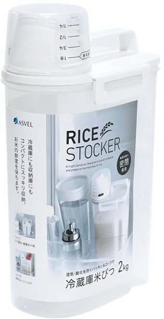 ASVEL 密封儲米桶 2kg, 白色, 1個