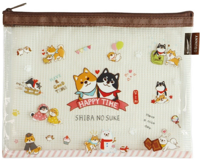 Sunny 三瑩文具 柴之助 彩印透明網格袋 B6, 花底, 1個