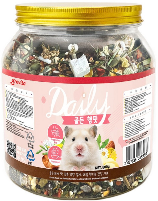그로비타 데일리 골든 햄핏 햄스터 사료, 1개, 600g