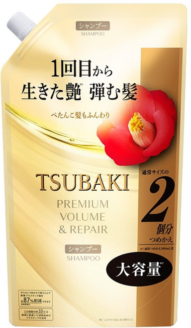 TSUBAKI 思波綺 頂級豐盈修護洗髮精 補充包, 600ml, 1個
