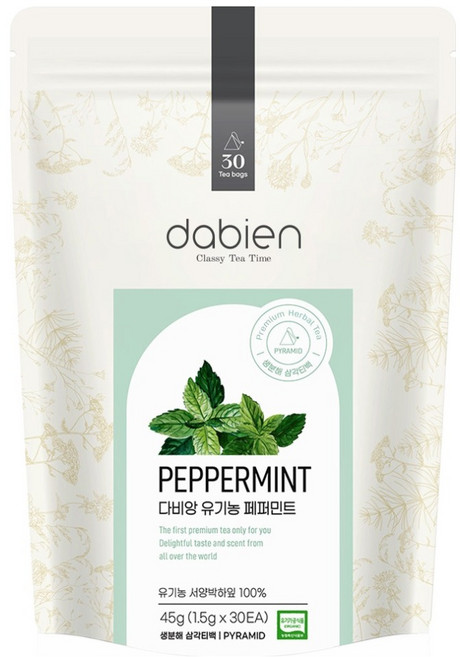 다비앙 유기농 페퍼민트 차, 1.5g, 30개입, 1개