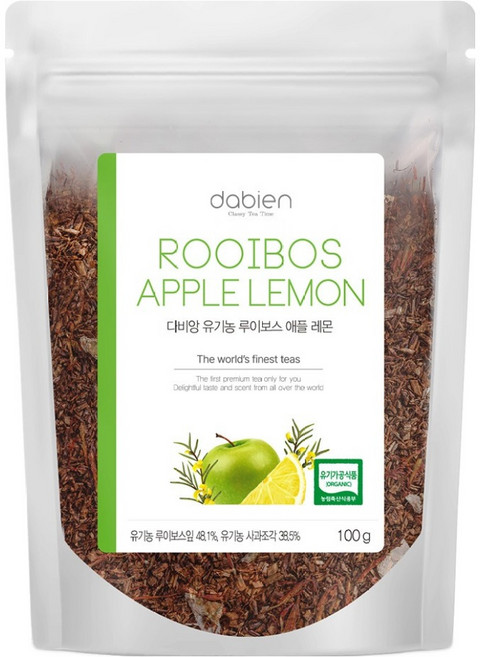 다비앙 유기농 루이보스 애플 레몬 잎차, 100g, 1개