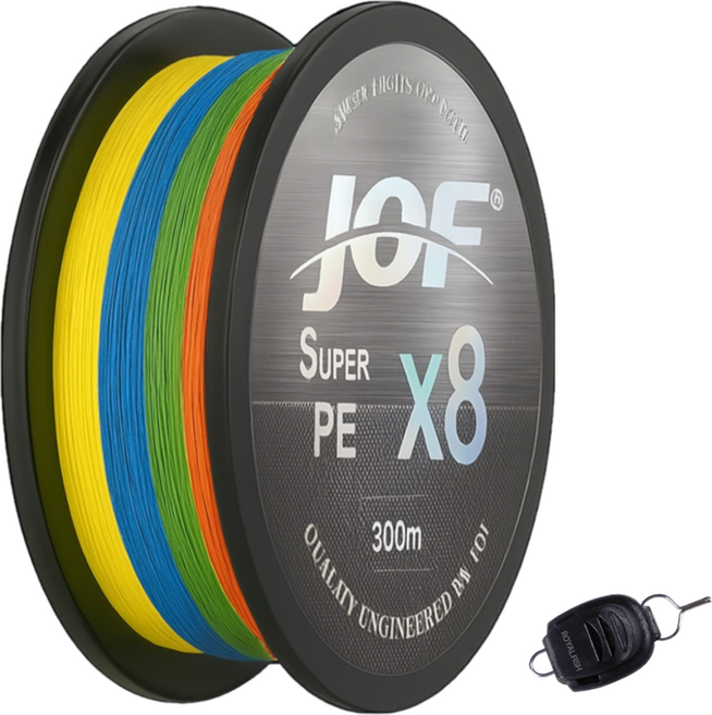 JOF SUPER PE X8 합사 낚시줄 300m+로얄피쉬 라인홀더, 컬러웨이브, 1세트