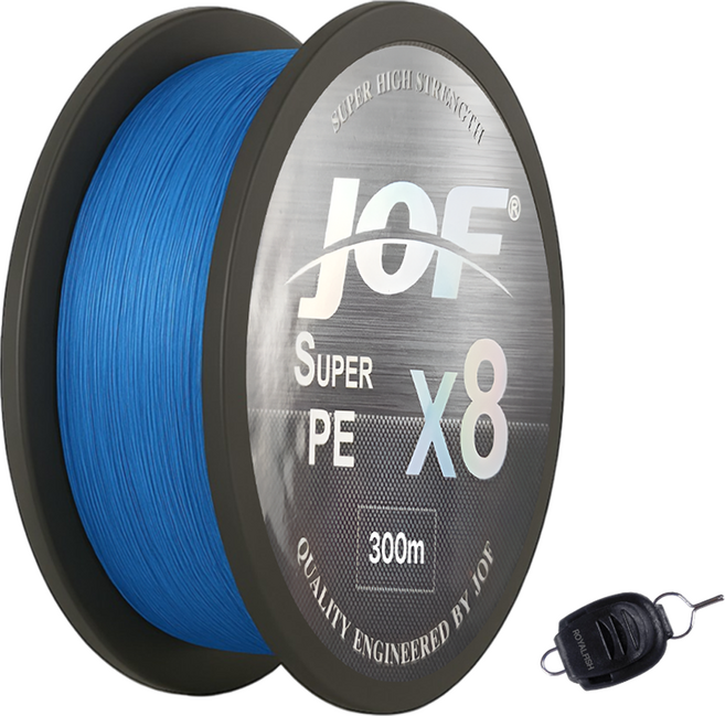 JOF SUPER PE X8 합사 낚시줄 300m+로얄피쉬 라인홀더, 오션블루, 1세트