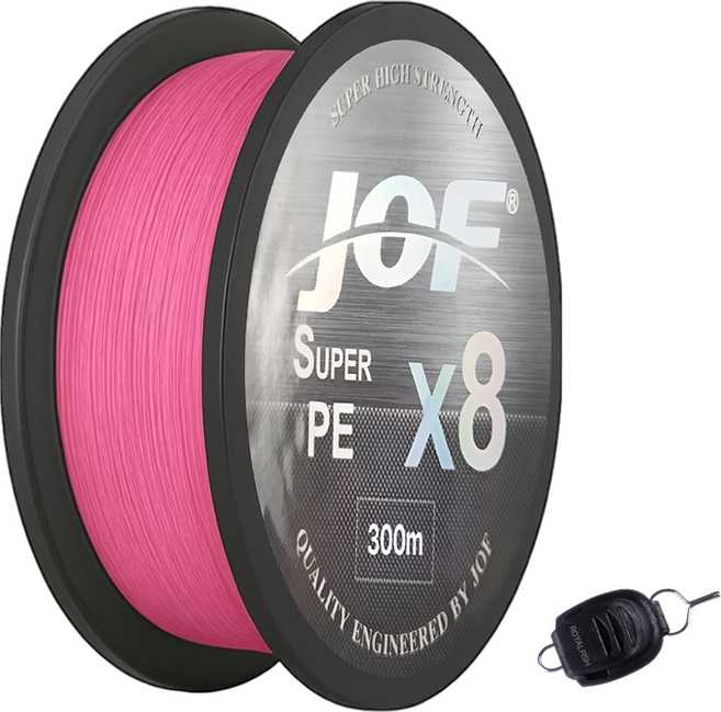 JOF SUPER PE X8 합사 낚시줄 300m+로얄피쉬 라인홀더, 코랄핑크, 1세트