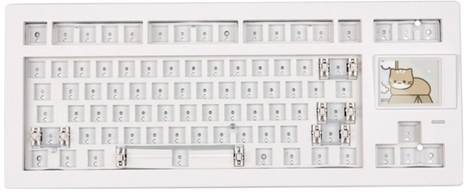 몬스타기어 LCD 베어본 블루투스 커스텀 유무선 텐키리스 키보드, 화이트, WECAT8, 제조사축