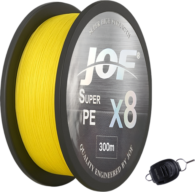 JOF SUPER PE X8 합사 낚시줄 300m+로얄피쉬 라인홀더, 썬레이옐로우, 1세트