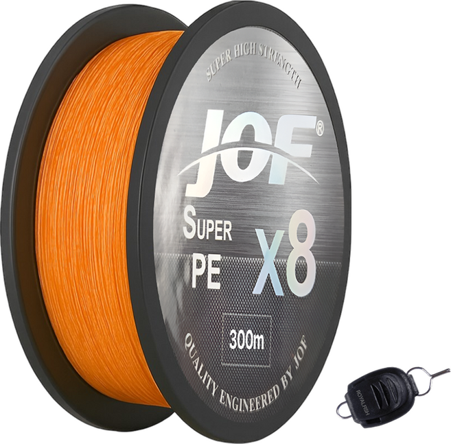 JOF SUPER PE X8 합사 낚시줄 300m+로얄피쉬 라인홀더, 파이어오렌지, 1세트