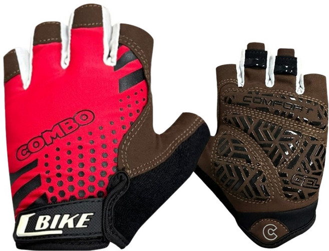 여성용 라이딩 자전거 반장갑 좌우세트 CO-01, 레드, 1세트