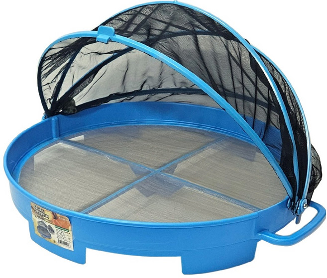 국산 덮개 스텐망 소쿠리 채반 건조대 50cm, 블루, 1개