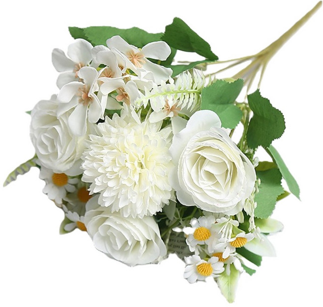 微笑人造花婚禮捧花, 花園白, 1個