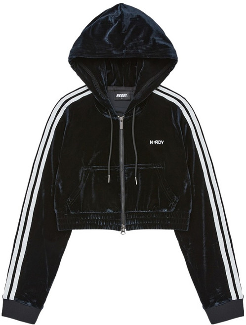 널디 우먼스 NY 벨벳 크롭 후디 트랙 탑