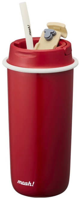 mosh 拿鐵吸管隨行杯, 紅色, 700ml, 1個