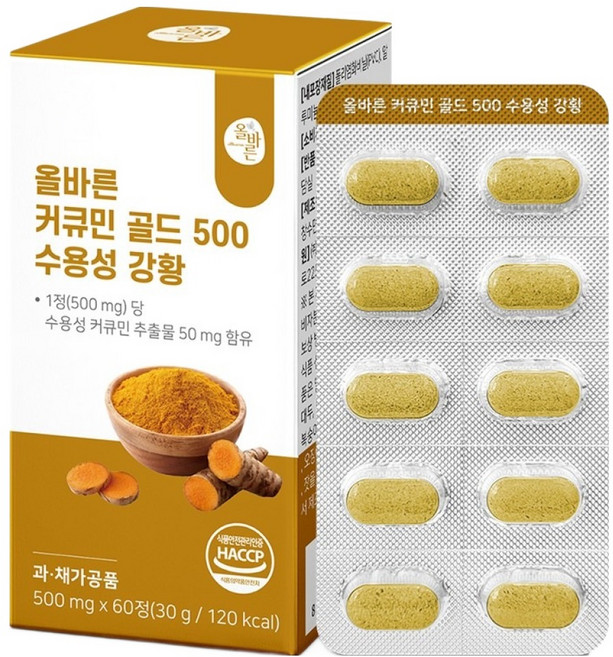 올바른건강식품 커큐민 골드 500 수용성 강황 30g, 60정, 1개