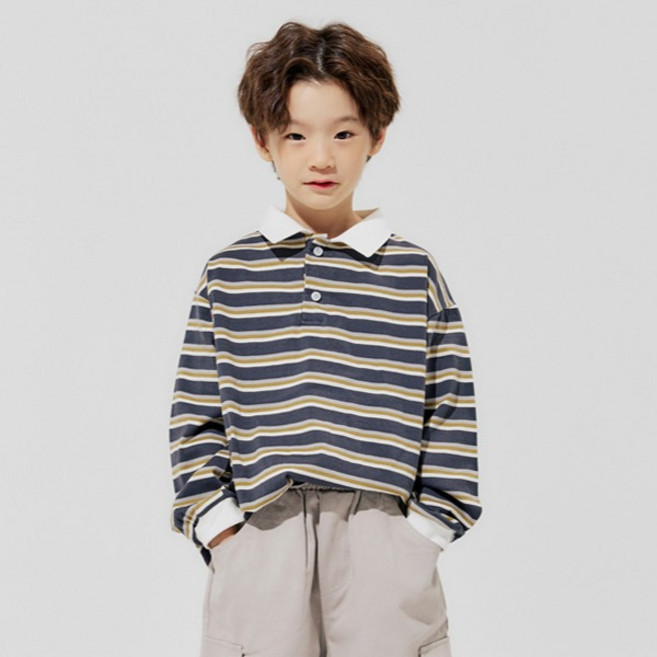 바브키즈 어툰 럭비 스트라이프 티셔츠