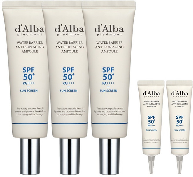 달바 워터 베리어 안티 선 에이징 앰플 50ml x 3p + 7ml x 2p 세트 SPF50+ PA++++, 1세트