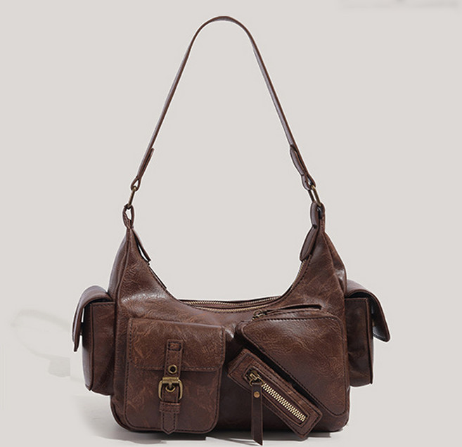 닷이프 여성용 빈티지 라이더 포켓 숄더백