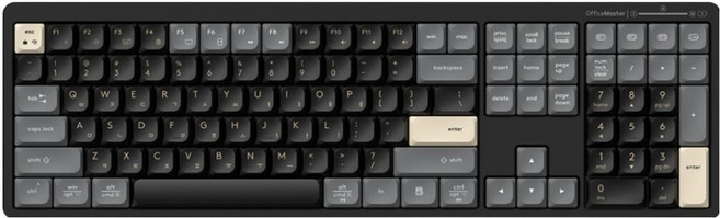 한성컴퓨터 OfficeMaster 3모드 저소음 펜타그래프 유무선 키보드, ROYAL BLACK, GK698, 제조사축