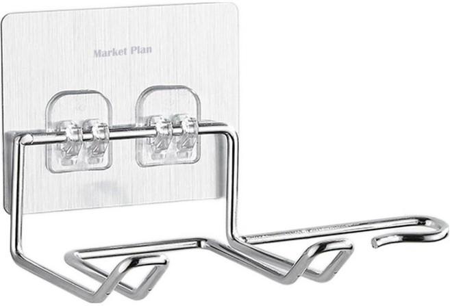 마켓플랜 코드 스텐 무타공 드라이기 거치대, 실버, 1개