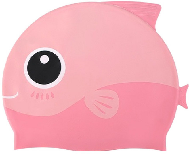 아동용 실리콘 캐릭터 수영모자, 핑크, 1개