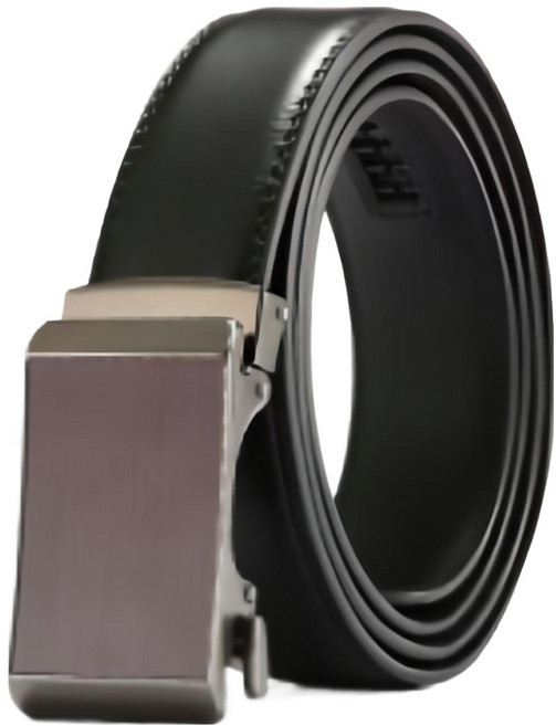 本革職人 男仕穩重氣場質感拉絲紋免鑽孔伸縮自動扣真皮皮帶 棕色扣頭款