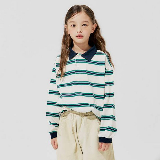 바브키즈 풀 럭비 스트라이프 티셔츠