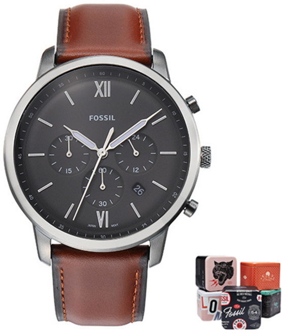 파슬 남성용 뉴트라 크로노그래프 가죽시계 FS5512 + 패키지 세트
