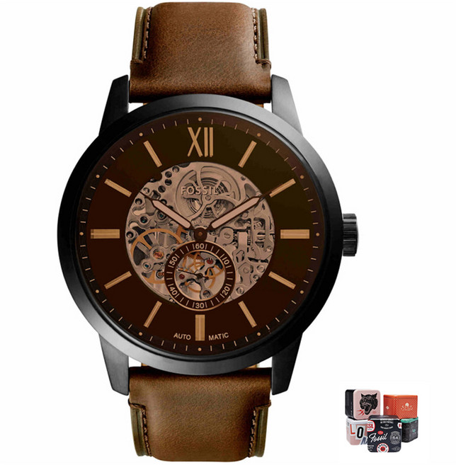 FOSSIL 男士 Townsman 皮革手錶 ME3155 + 包裝組