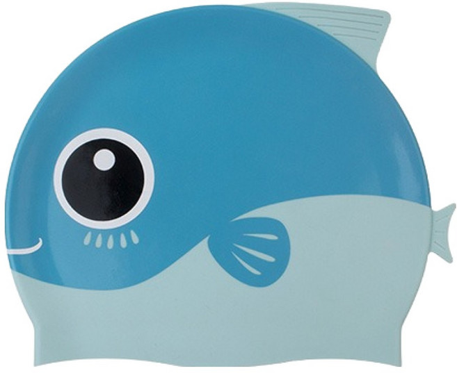 아동용 실리콘 캐릭터 수영모자, 블루, 1개