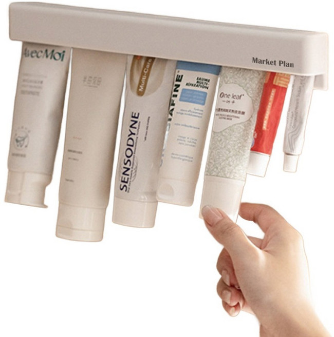 마켓플랜 스트레이트 무타공 다용도 치약 클립, 화이트, 1개