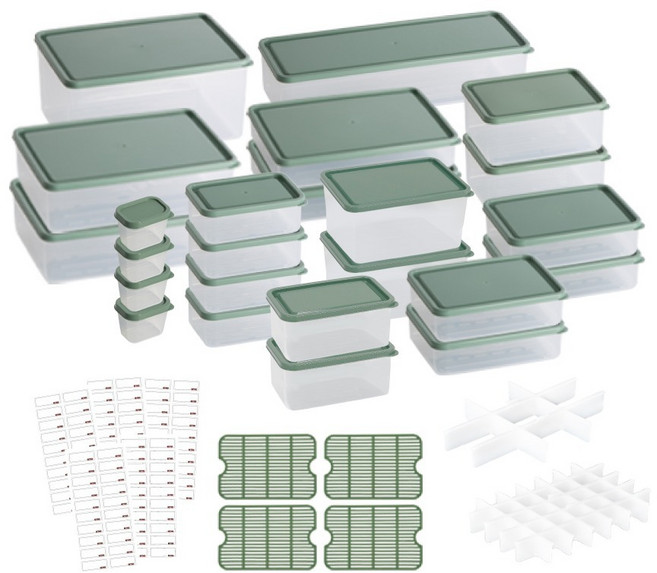 비트리 시즌2 부드럽게 휘어지는 냉동실 냉장고 정리용기 35p 세트 그린, 1세트