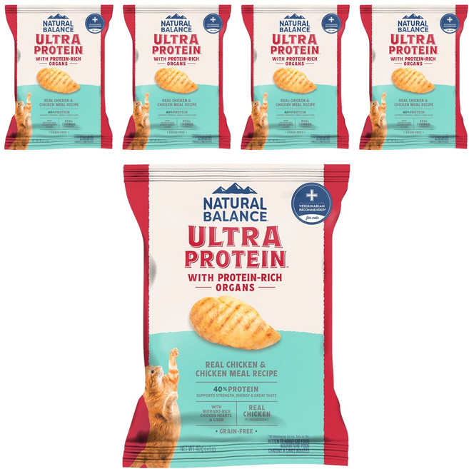 내추럴발란스 전연령 울트라 프로틴 리얼 캣 레시피 건식사료, 닭, 40g, 5개