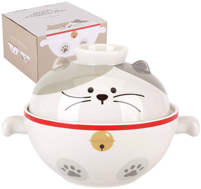 데일리라이크 살찐이 세라믹 뚜껑 전자레인지 용기 650ml, 혼합색상, 1개