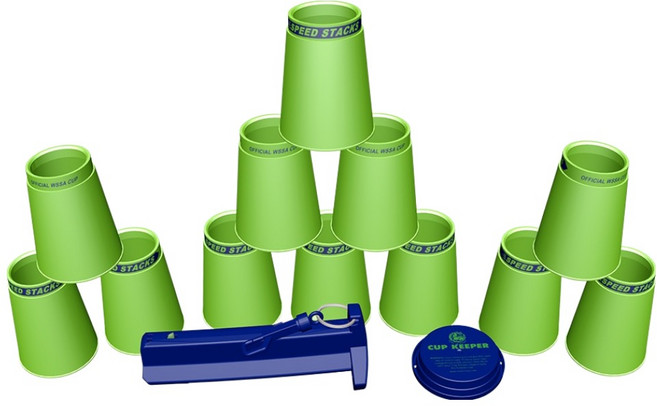 스피드스택스 프로시리즈 2X 컵 12p + 퀵홀더 + 컵키퍼 세트, 메탈릭라임, 1세트