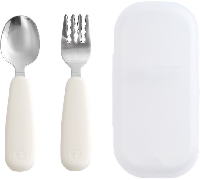 탁가온 네모 유아 스푼 포크 케이스 세트, 아이보리, 스푼S + 포크S + 케이스, 1개