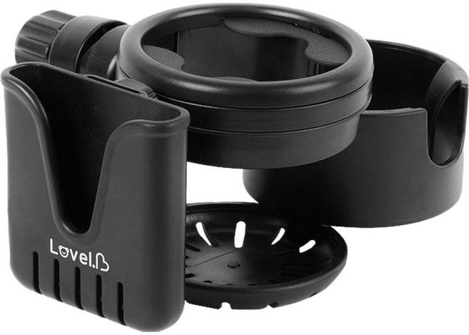 러블비 3 in 1 유모차 컵 2구+ 스마트폰 거치 호환 컵홀더, 블랙, 1개