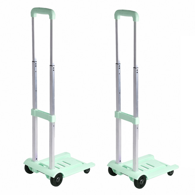 台灣 Life plus 多功能折疊便攜鋁合金拉桿購物車手拉車拉貨拖車 2件組 薄荷綠, 1組