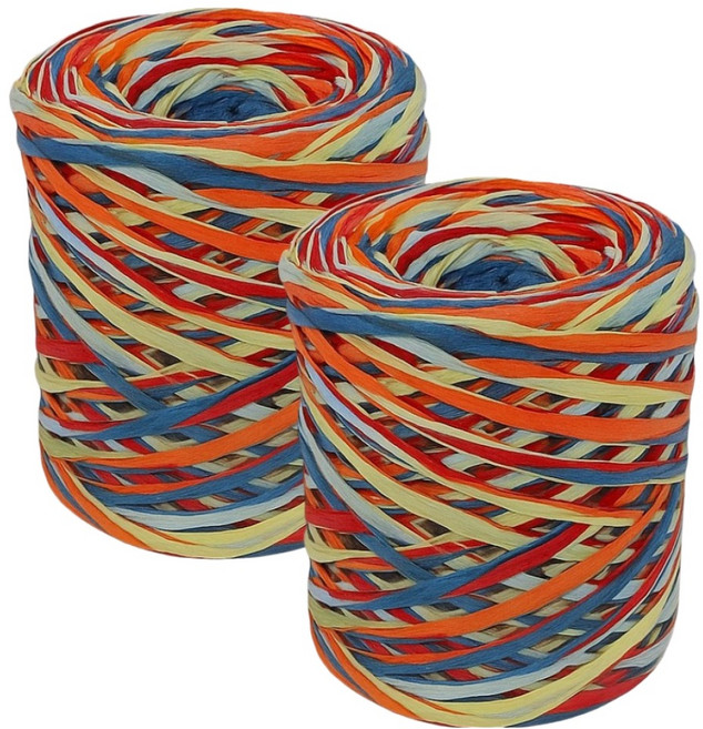 코히모 종이 라피아실 가방 뜨개실 포장실 240g 400m 5W0562 2p, 1세트, 레인보우