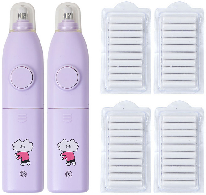 전동 지우개 2p + 리필 지우개 40p, 보라, 1세트