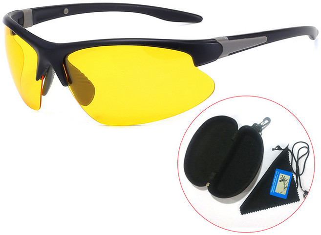 알티오라 골프 등산 라이딩 편광 스포츠 선글라스 + 전용케이스 세트, 블랙옐로우 야간용, 1세트