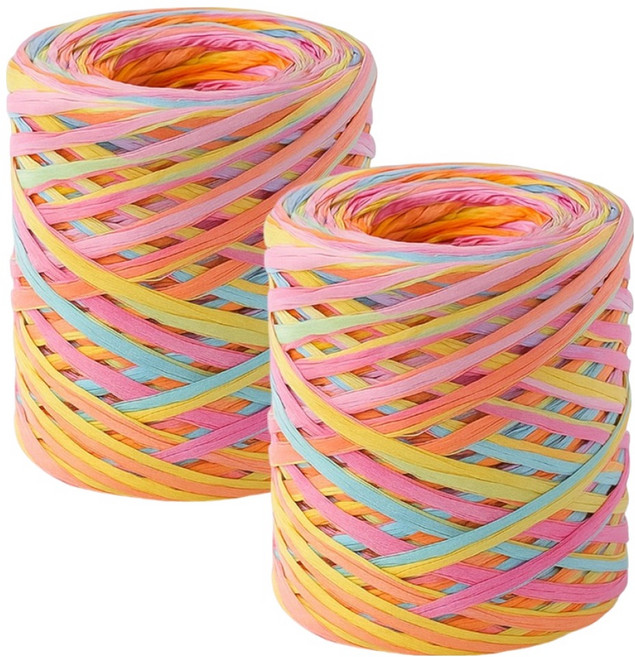 코히모 종이 라피아실 가방 뜨개실 포장실 240g 400m 5W0562 2p, 1세트, 파스텔