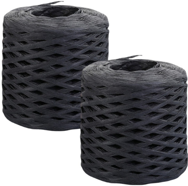코히모 종이 라피아실 가방 뜨개실 포장실 240g 400m 5W0562 2p, 1세트, 블랙