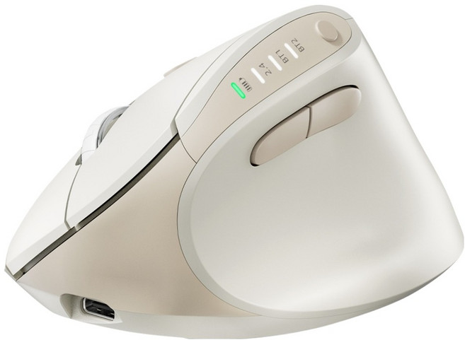 아이리버 항균 충전식 멀티페어링 무소음 버티컬 무선 마우스, EV35c, 화이트