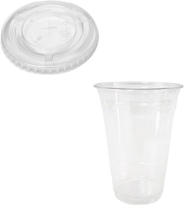 이로울생활 PET 아이스컵 470ml 50p + 평뚜껑 50p 세트, 1세트